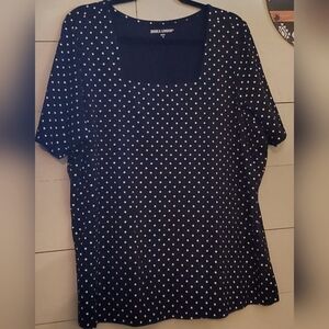 Jessica London, Black & White Polka Dot Plus Size Women's Blouse, Size 1X